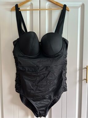 Torrid Black One-Piece Swimsuit with Molded Cups and Mesh Sides